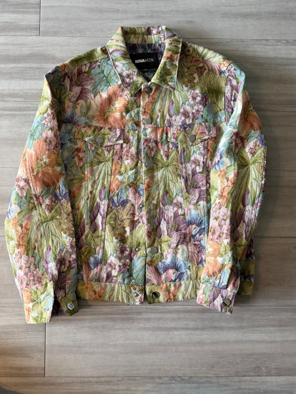 Floral Quilted Jacket in Pastel Multicolor(Large)